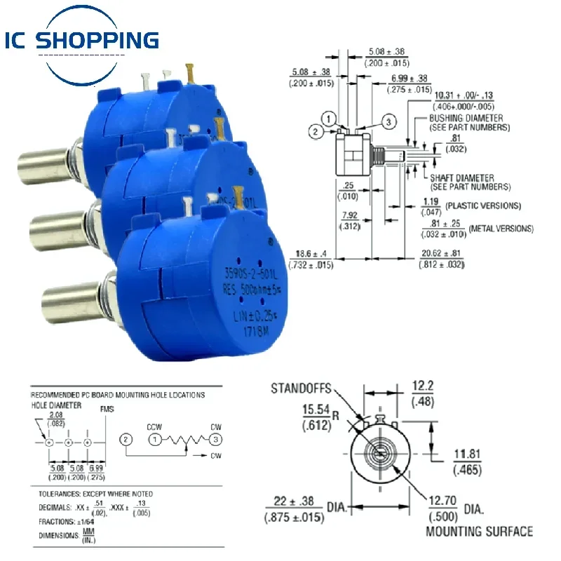 Precision Multi-turn Adjustable Potentiometer Resistance 3590S-2-102L 103L 101L 201L 202L 203L 104L 100R 200R 1K 10K 2K 50K Ohm