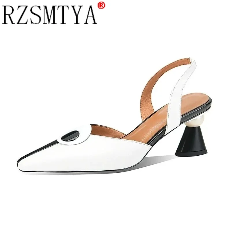 Pointed Women Sandals Spring Summer Mid Heel Hollow Shoes Women's Shoes Size 41
