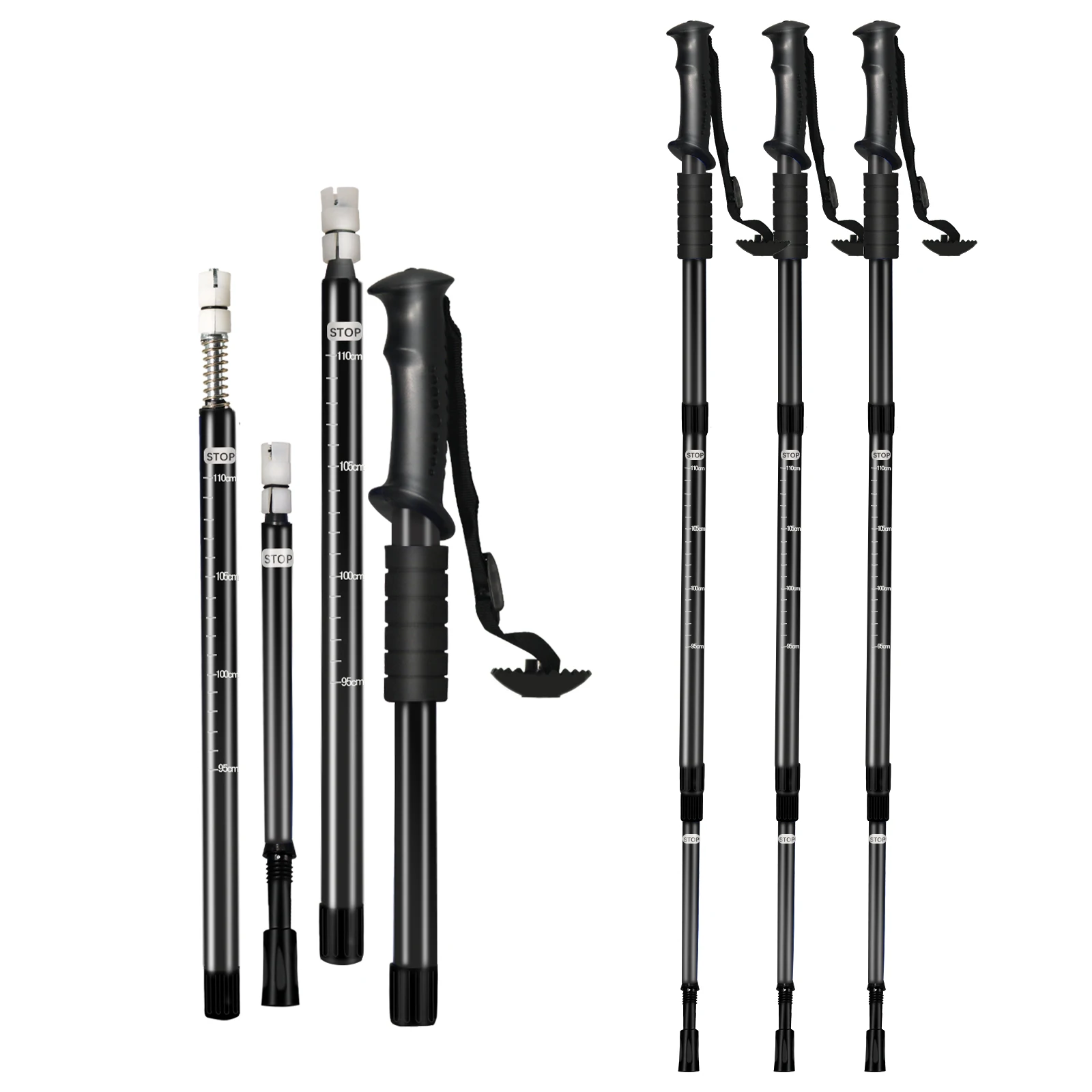 Aluminium Alloy Teleskopic Stick Hiking Poles Trekking Walking Stick Ultralight  Adjustable No Slip Absorber Walking Cane 4