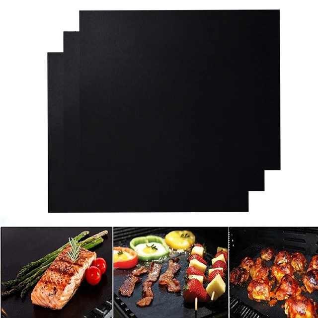 Bbq Grillező Szőnyegek, 3Db-Os Tapadás Nélküli Grillezés Szőnyegek Biztonsági Rács Alakja Szőnyeg Hőállósággal A Szabadtéri Tevékenységekhez