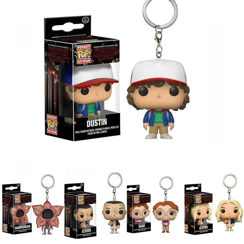 Funko Pocket Stranger Portachiavi Eleven Dustin Barb Demogorgon Vinyl Dolls Collection Limited Edition Toys For Children