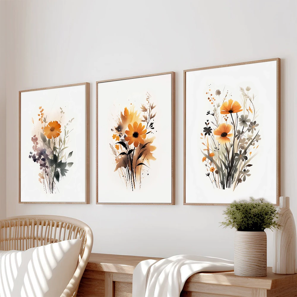 

Watercolor flower Canvas Poster Art Print Abstract Painting Plant Nordic Wall Picture For Bedroom Living Room Home Decor