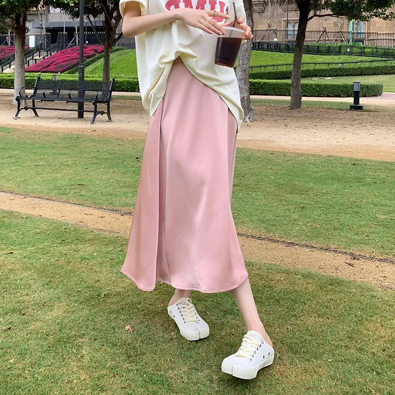 High Waist Pregnancy Skirts Solid Color Spring Summer Maternity A-Line Skirts Ankle-length Pregnant Woman Long Loose Belly Skirt