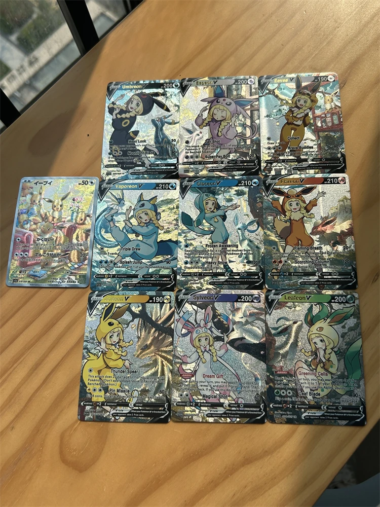 

9pcs/set Pokemon Diy Lillie Eevee Animation Collection Card Kids Toys Gift Anime Peripheral