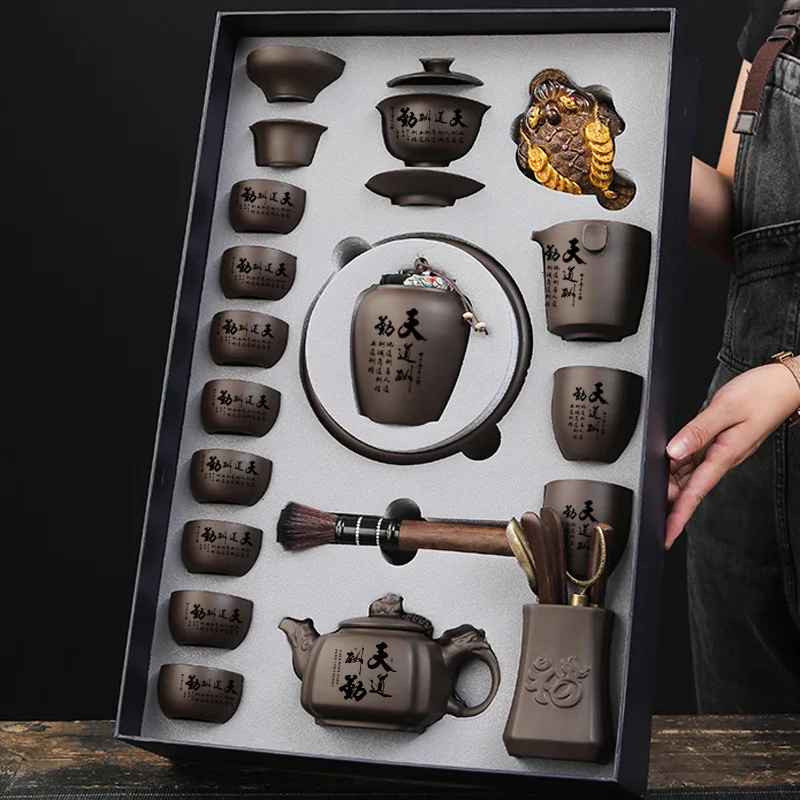 

Kungfu Luxury Chinese Tea Set Cup Mugs Portable Tea Set Vintage Teapot Ceramic Box Pottery Jogo De Xicaras Drinkware AB50TS