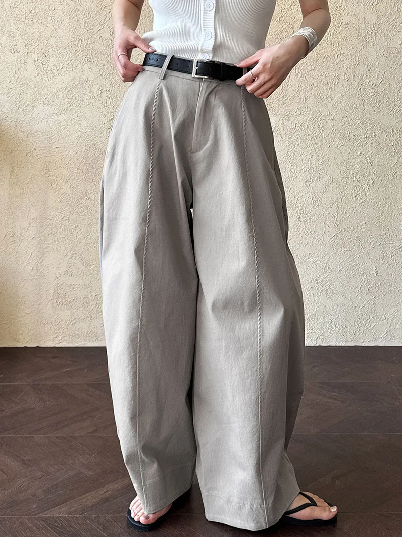 New Arrival 62% Cotton Women Big Wide Leg Pants High Waist Casual Stright Pants Female Women Clothes Trousers