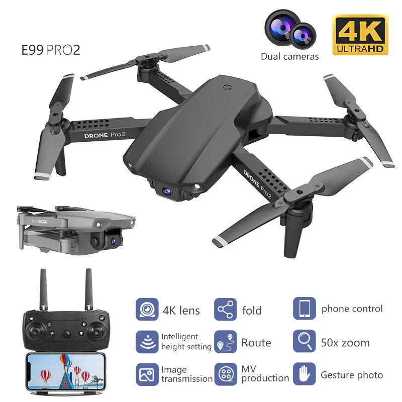 

E99 Pro2 RC Mini Drone 4K 1080P 720P Dual Camera WIFI FPV Aerial Photography Helicopter Foldable Quadcopter Dron Toys