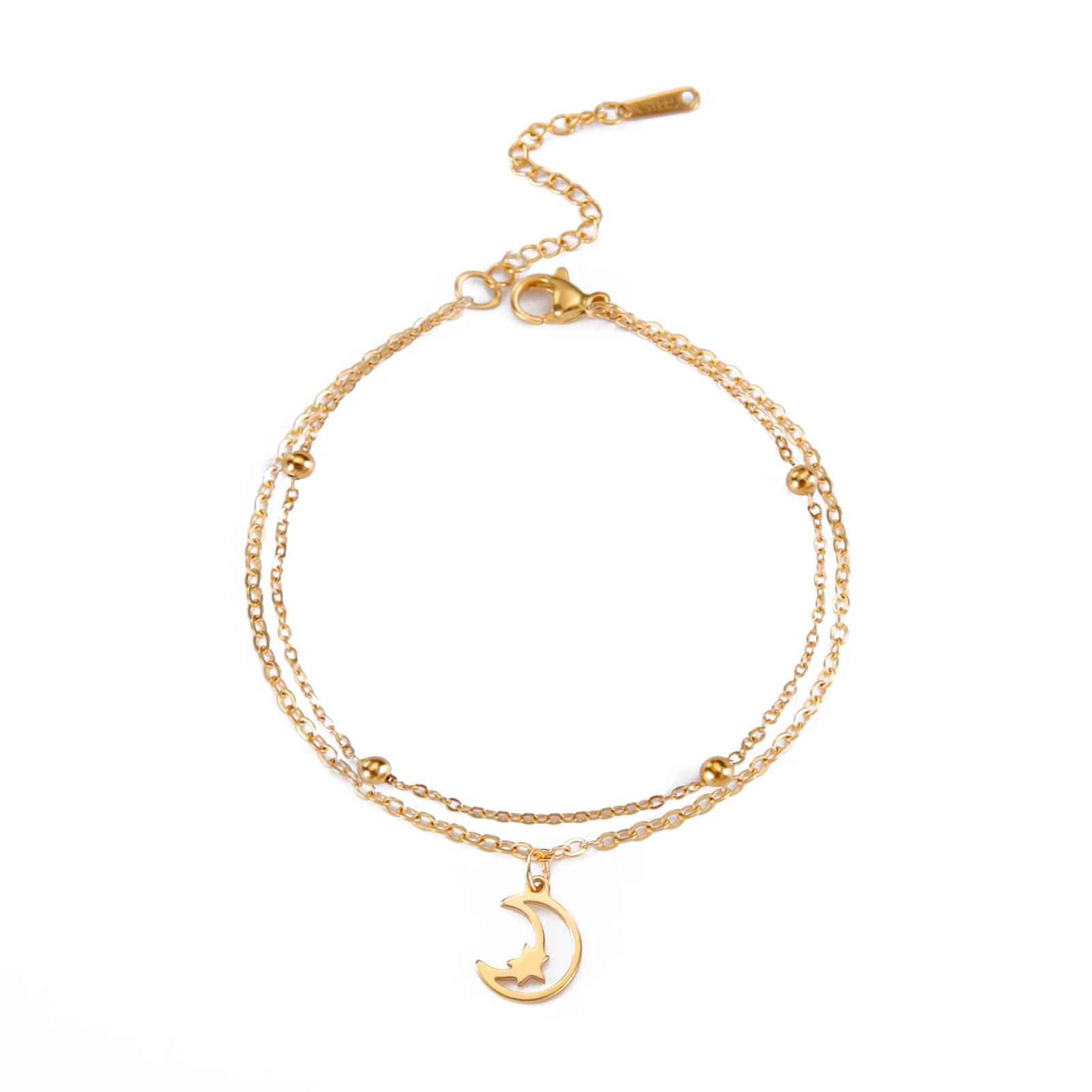 Skyrim-Inspired Sun and Moon Charm Double-Layer Bracelet – Stainless Steel Jewelry Gift