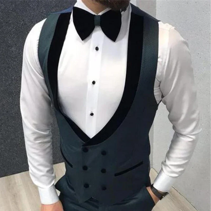 Double Breasted Men Vest for Groomsmen Single One Piece Casual Male Waistcoat Custom Gentleman Fashion Coat 4