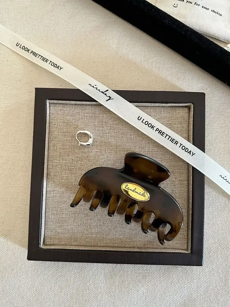 Retro Gold Color Letter Acrylic Hair Claws Clips for Women Hair Clip Trendy Cross Hairpin Korea Hair Accessories Girls Head Wear - Image 6