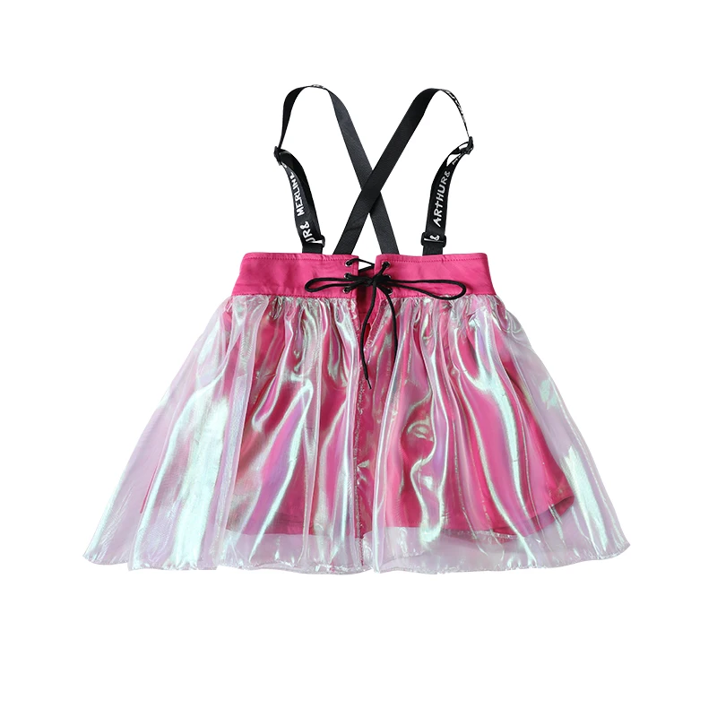 Hip Hop Girls Summer Stage Suspender Skirt Kids Street Dance