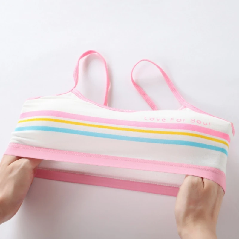 Cute Teenager Girls Cotton Bra Children Underwears Young Girls Wireless Solid Color Bras Kids Sports Training Bra Vest Tops