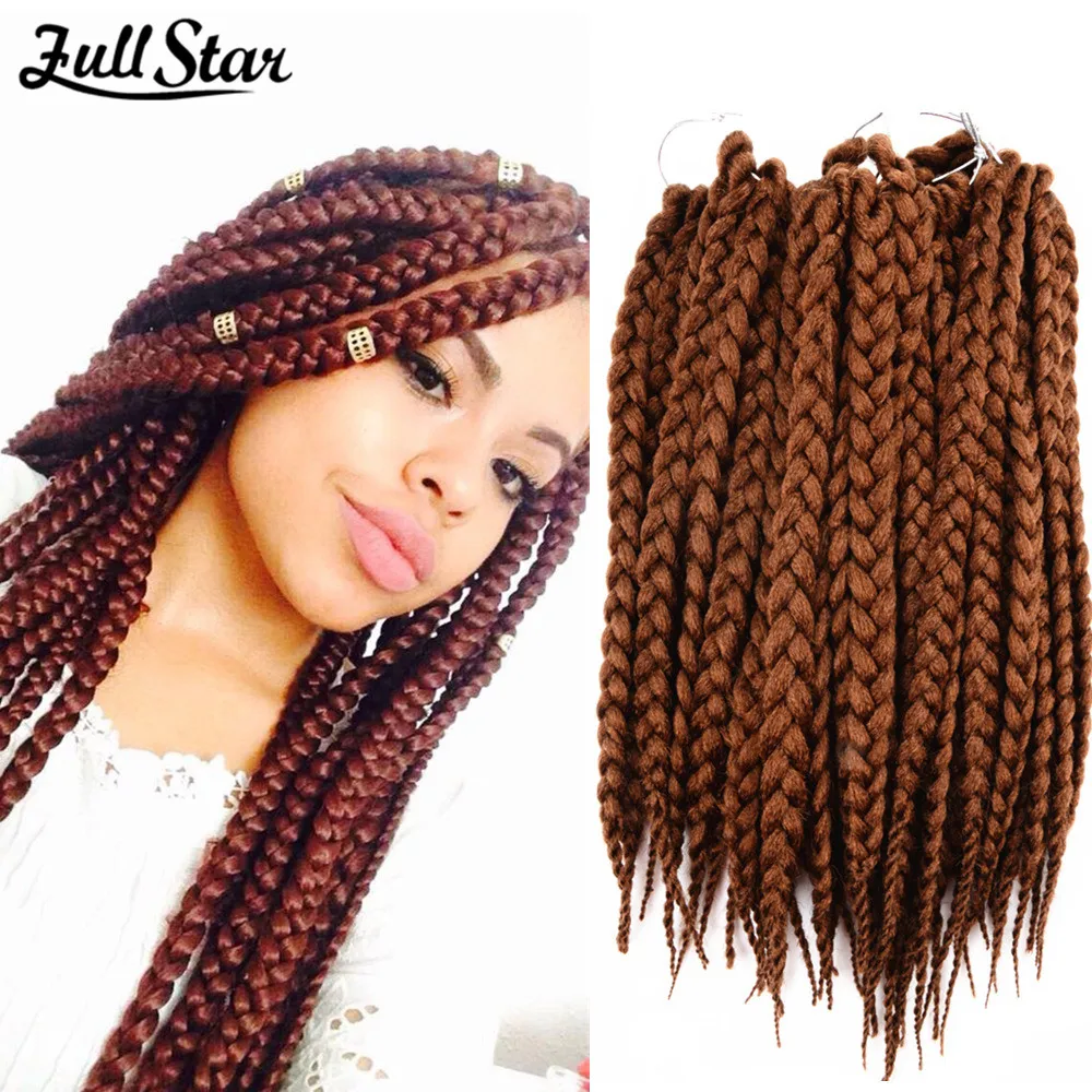 Full Star Box Braids Synthetic Hair 12 18 22 Crochet Braids Style Black  Burgundy Brown for Africa America Women Crochet Hair