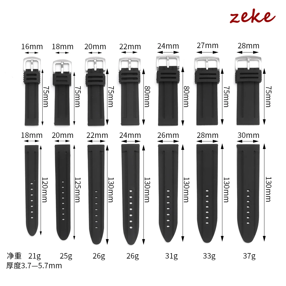 Men's Sport Waterproof Silicone Rubber Watch Strap – Soft Diving Wristband