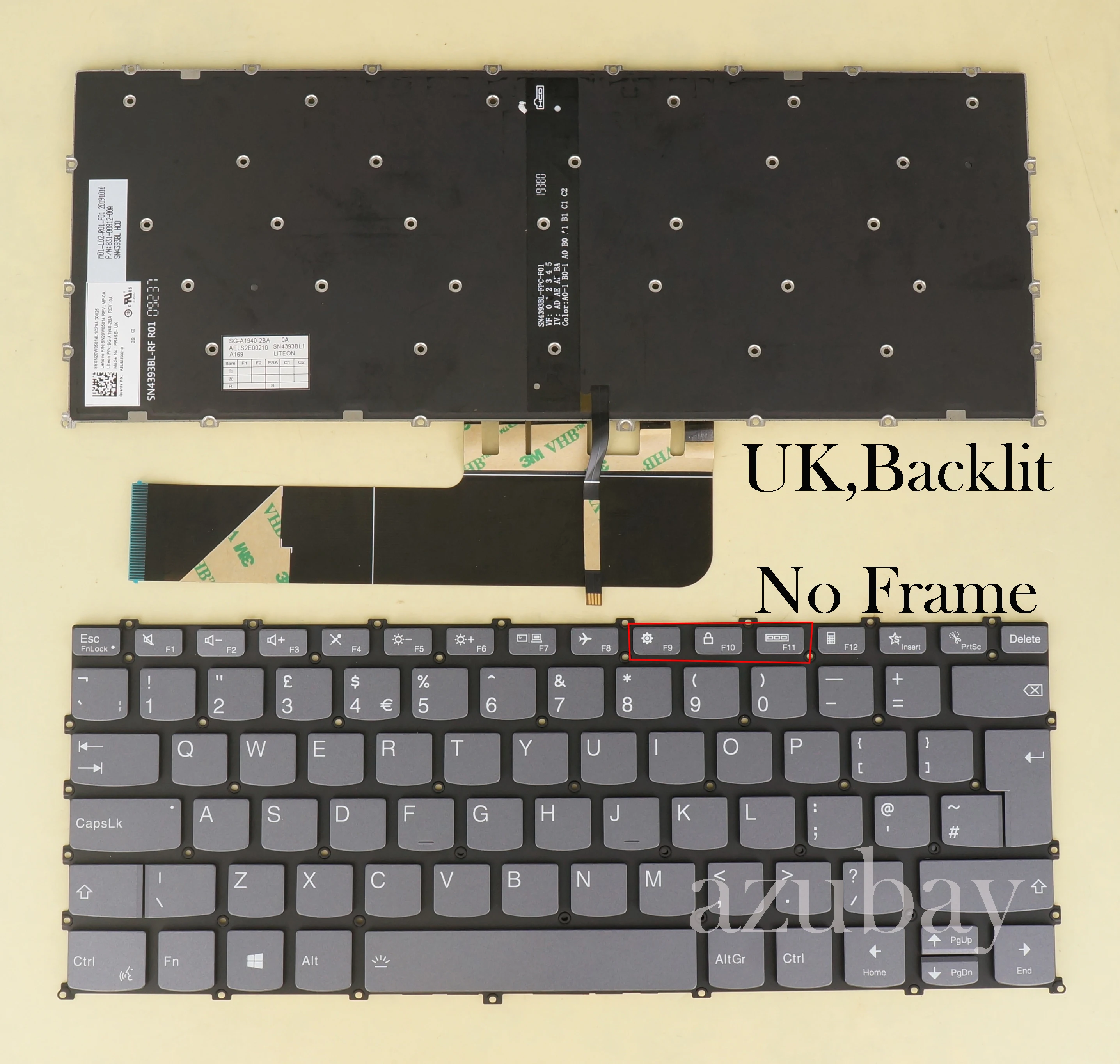 UK Backlit Silver Keyboard Assembly Lenovo Thinkpad X380 Yoga