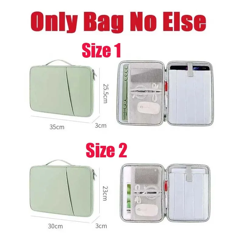 Waterproof Multi-Pocket Tablet Storage Bag with Handle and Zip Pouch