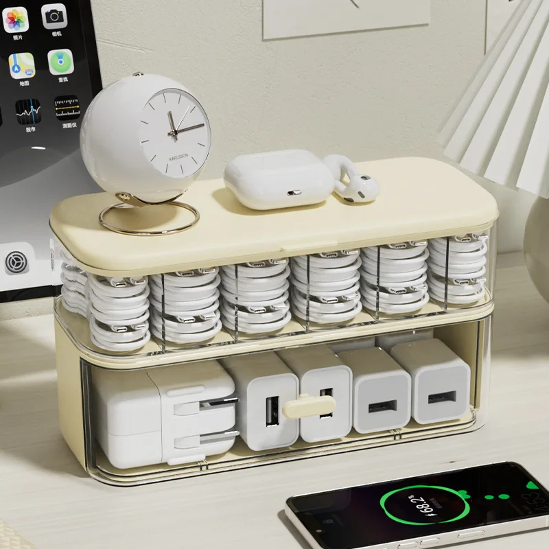 Cable Organizer Box for Desktop Cord Management and Charging Solutions