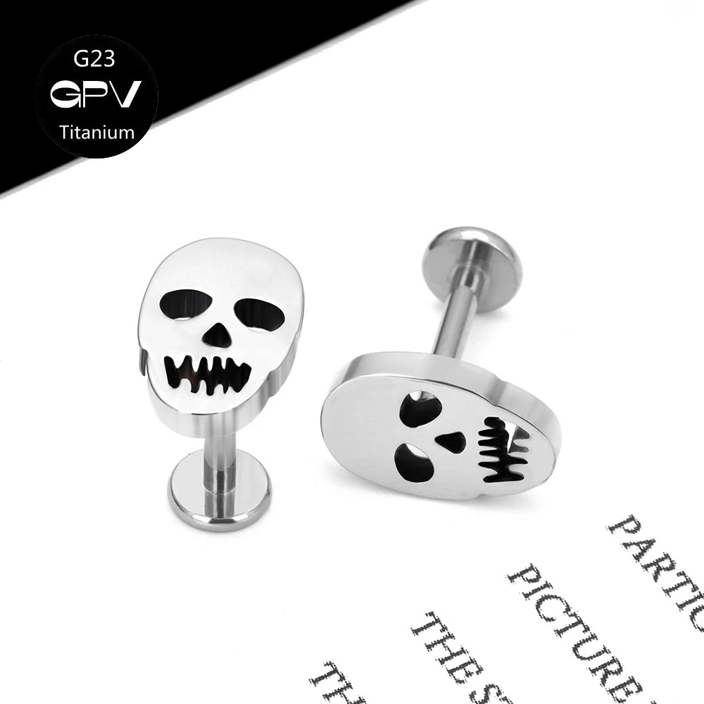 

10PCS G23 Titanium Skull Ear Stud Punk Personality Tragus Piercing Jewelry Men's And Women's Ear Cartilage Stud Nose Stud
