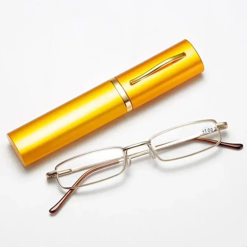 1Pc Dames Heren Computerbril Mini Opvouwbare Leesbril + 1.0 Naar 4.0 Draagbare Container Presbyopie Pen Glazen Met Doos
