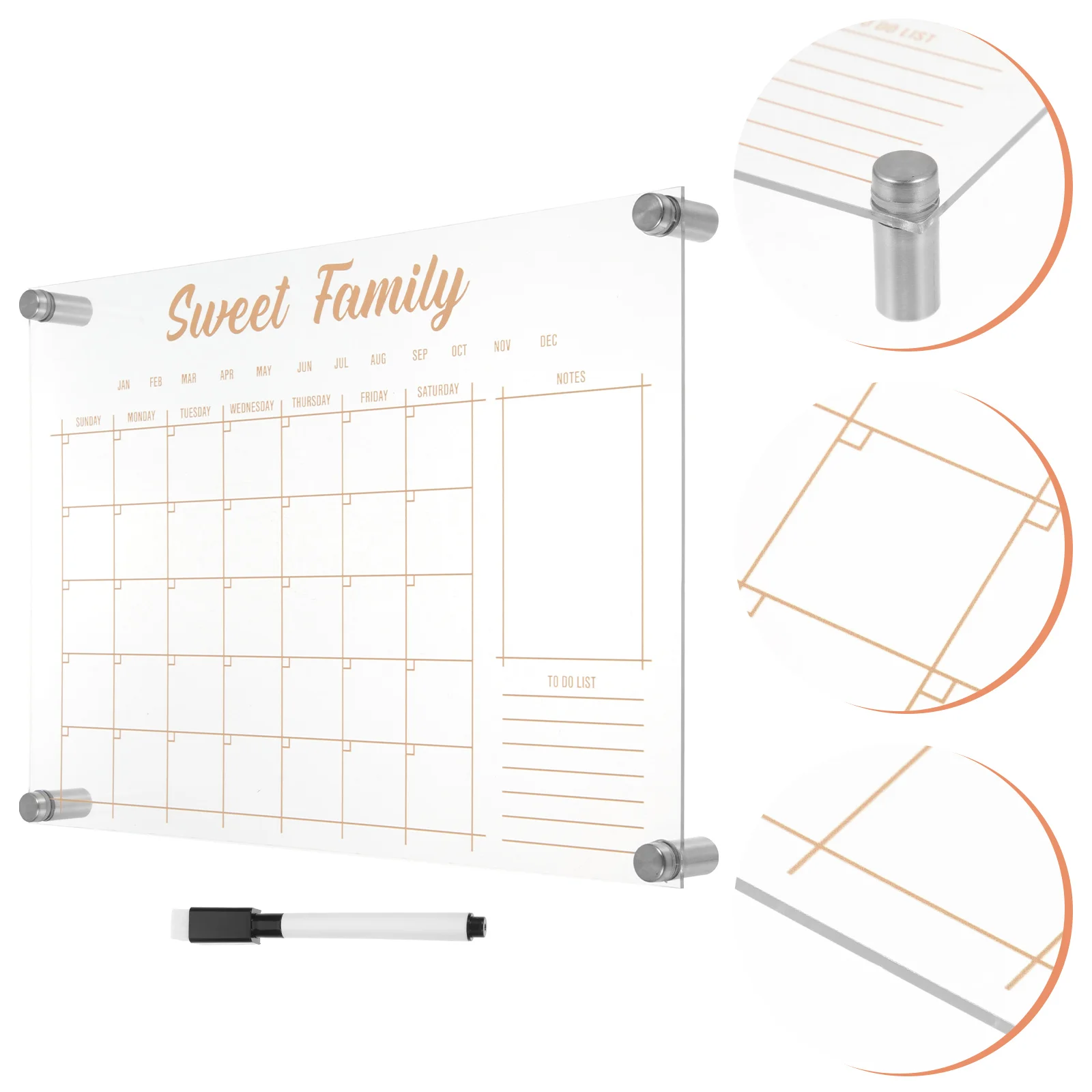 Message Board Clear Marker Acrylic White Board Dry Erase Board Acrylic Board Clear White Board for Office Writing