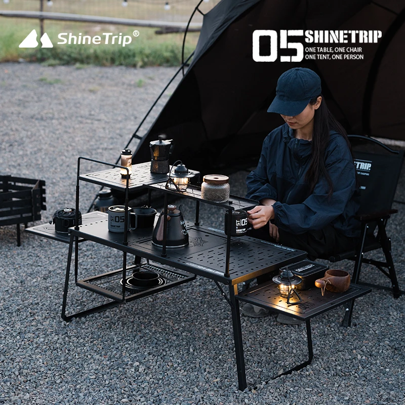 

Уличный стол ShineTrip серии 05 с черным туманом, модульный автономный стол, портативный складной алюминиевый стол для кемпинга