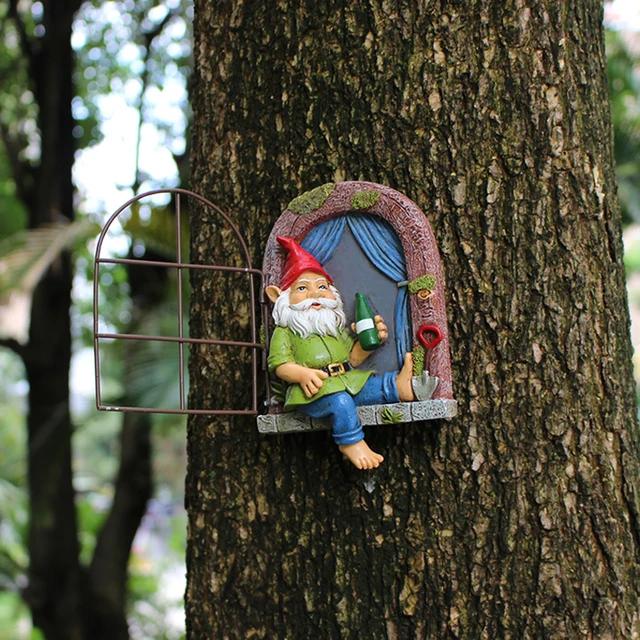 1 morceau d'artisanat en résine naine endormi, décoration d'arbre de cour, décoration murale de maison et de salon, conte de fées de vacances 5