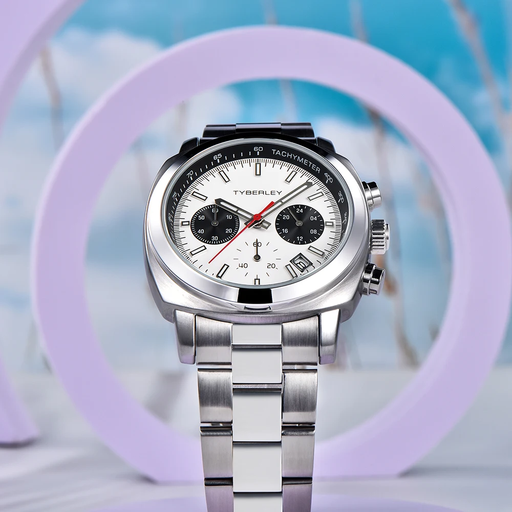 TYBERLEY Orologi da uomo al quarzo multifunzione cronografo cinturino in acciaio inossidabile impermeabile luminoso business analogico orologio da polso display data, Blu