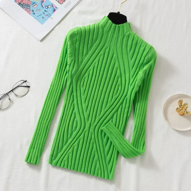 New Autumn and Winter Fashion Women's Clothing Semi-turtleneck Long-sleeved Sweater Elegant Solid Color Women's Knitwear Jumper