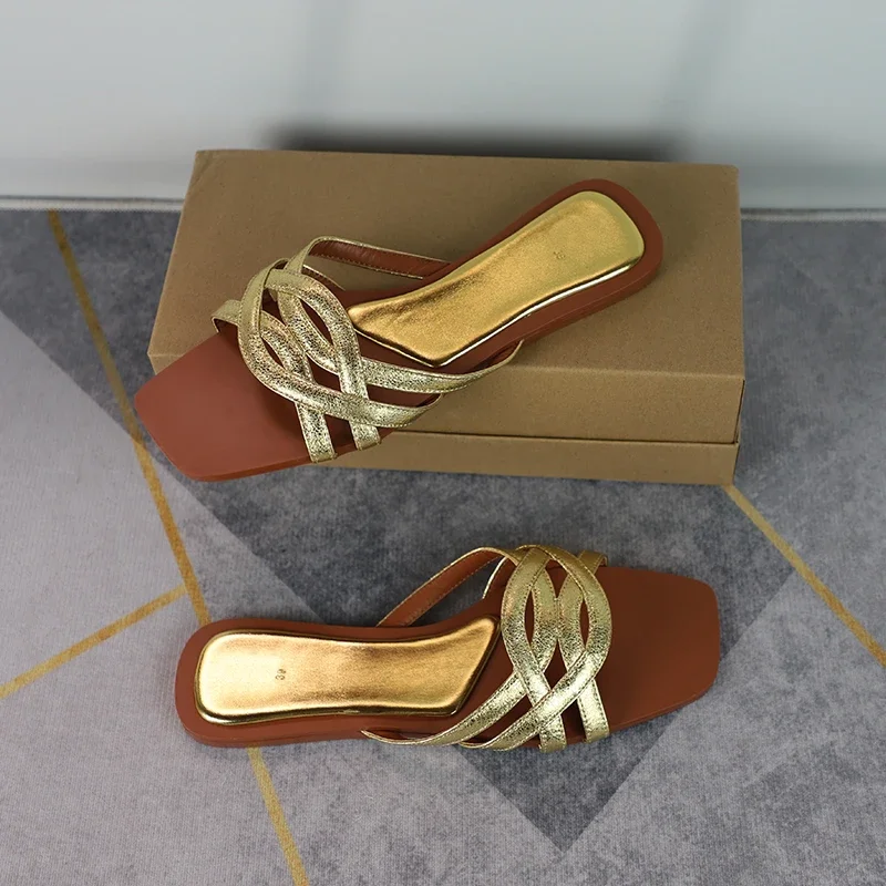 2025 Summer Shoes Women's Flat Slippers Breathable Hollow Cross Design ...