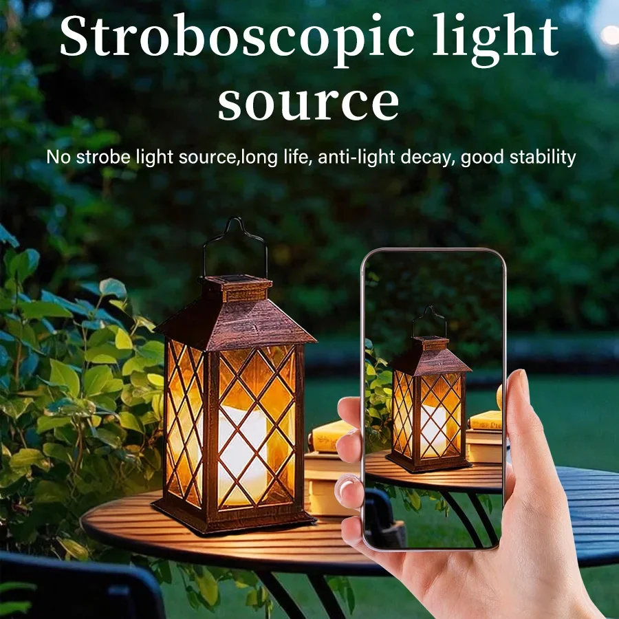 Solar Palace Lantern Outdoor Solar Lights Lawn Landscape Hanging Atmosphere Candle Lamp Waterproof Floor Yard Garden Decor