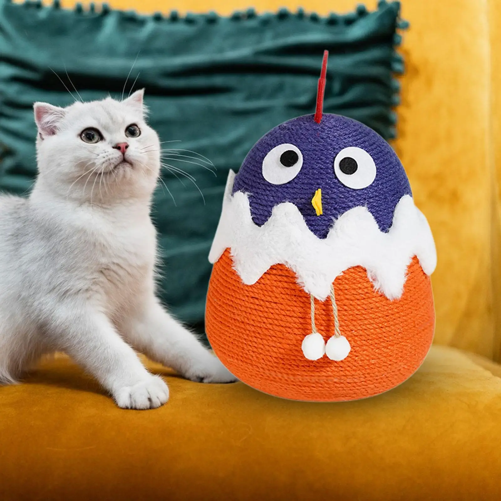 Sisal Cat Scratcher Toy Stable Furniture Protector Interactive Toy Cat Scratching Ball Toy for Kitty Rabbits Bunny Indoor Cat