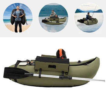 136*105CM Oxford Cloth Kayak Inflatable Fishing Boat Folding Assault Thick And Wear-resistant  Single Boat 286.6 LBS Capacity 1