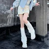 Lolita Knit Socks Women Leg Warmer Stretchy Boots Cover Leg Warmer Knitted Foot Cover Cosplay Women Autumn Winter Heap Heap Sock 2