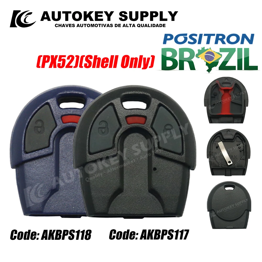 AutokeySupply AKBPS117 / AKBPS118 Brazil Positron Flex (PX52) 2 Buttons shell red with hold For Fiat car key shell key shell