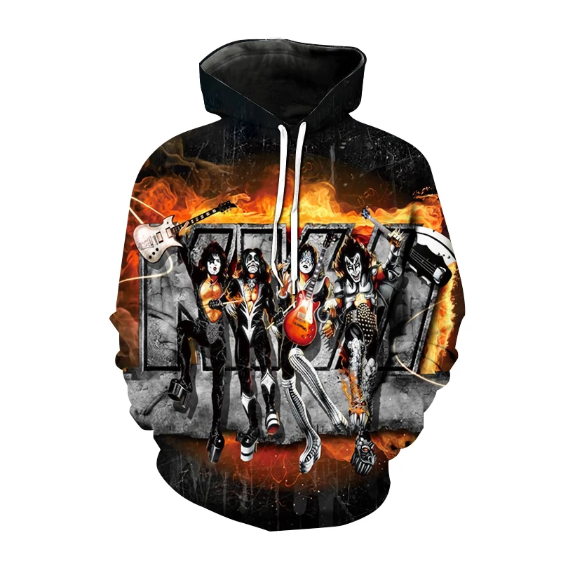 KISS Felpa Con Cappuccio Classic Band Logo Nuovo Ufficiale