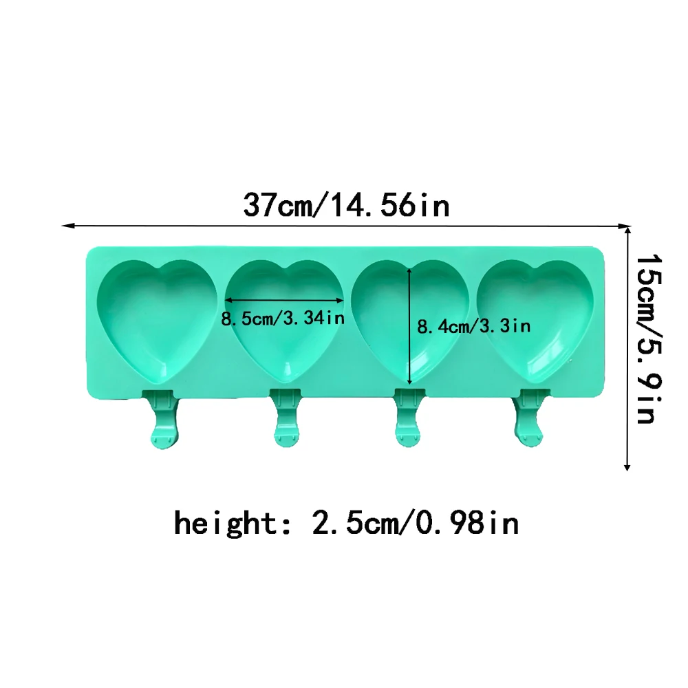 1pc Creative Valentine's Day Heart shaped Silicone Ice Cream Mold DIY Ice Stick Ice Cream Mold Tray Ice Cube Making Tool