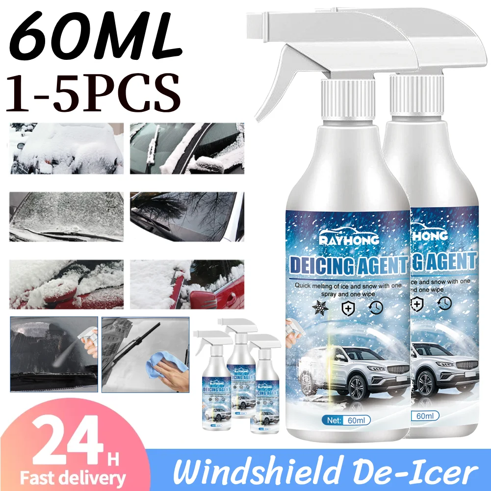 Windshield De-Icer Instantly Melts Ice Snow Melting Defrost Liquid Snow Melting Spray 60ML Car Window Glass Deicing