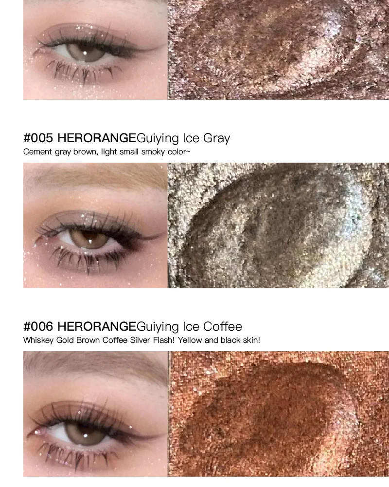 Description Picture 6 of itemMetallic Glitter Eyeshadow Chameleon Sparkling Mousse Shimmer Highlighter Press Powder Ice Purple Pearlescent Eyeshadow Palette