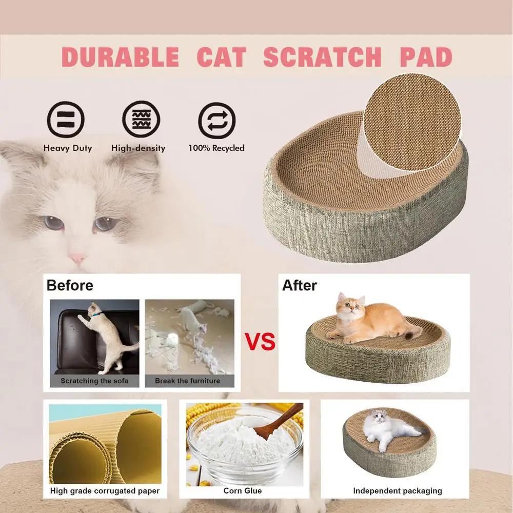 2-in-1 Katzen-Kratzboard Möbelschutz Krallenschleifspielzeug Ovales Sisal-Geflecht Verschleißfestes Katzennest Katzenzubehör – Detail 5