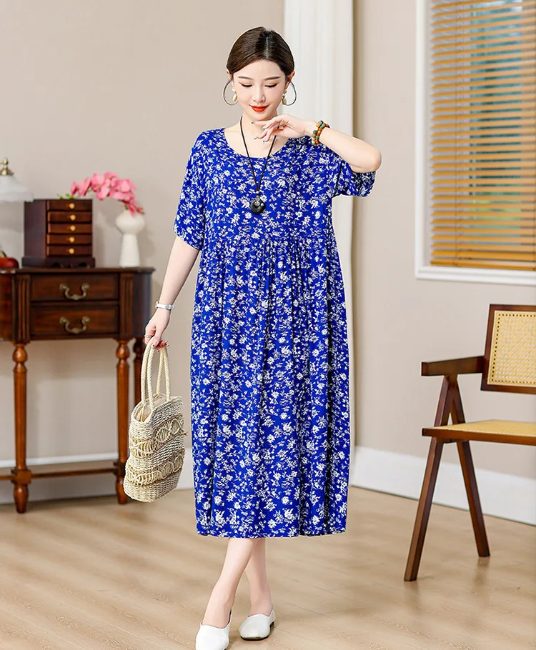 Vintage Gedruckt frauen Nachthemd Lose Baumwolle Nachtwäsche Frau Kurzarm Sommer Nacht Kleid Große Größe Hause Kleidung XL-5XL – Detail 22