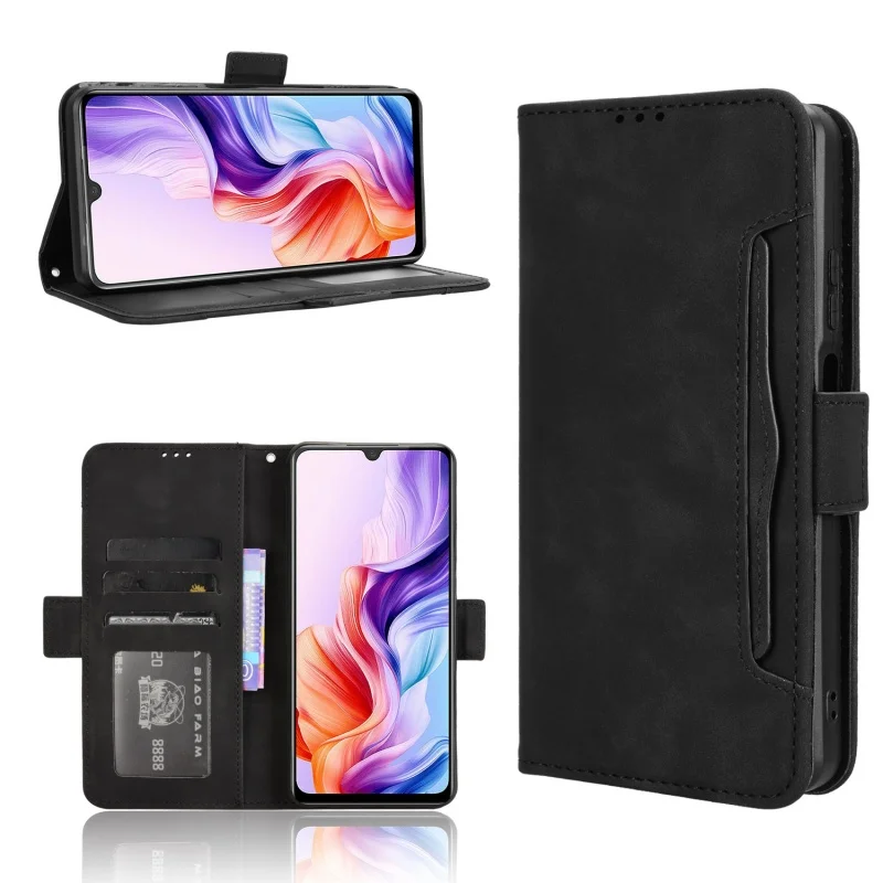 Custodia Portafoglio Con Cerniera Per ZTE Blade V70 Max – Pelle Pieghevole Con Supporto, Magneti E Slot Porta Carte (Nero)