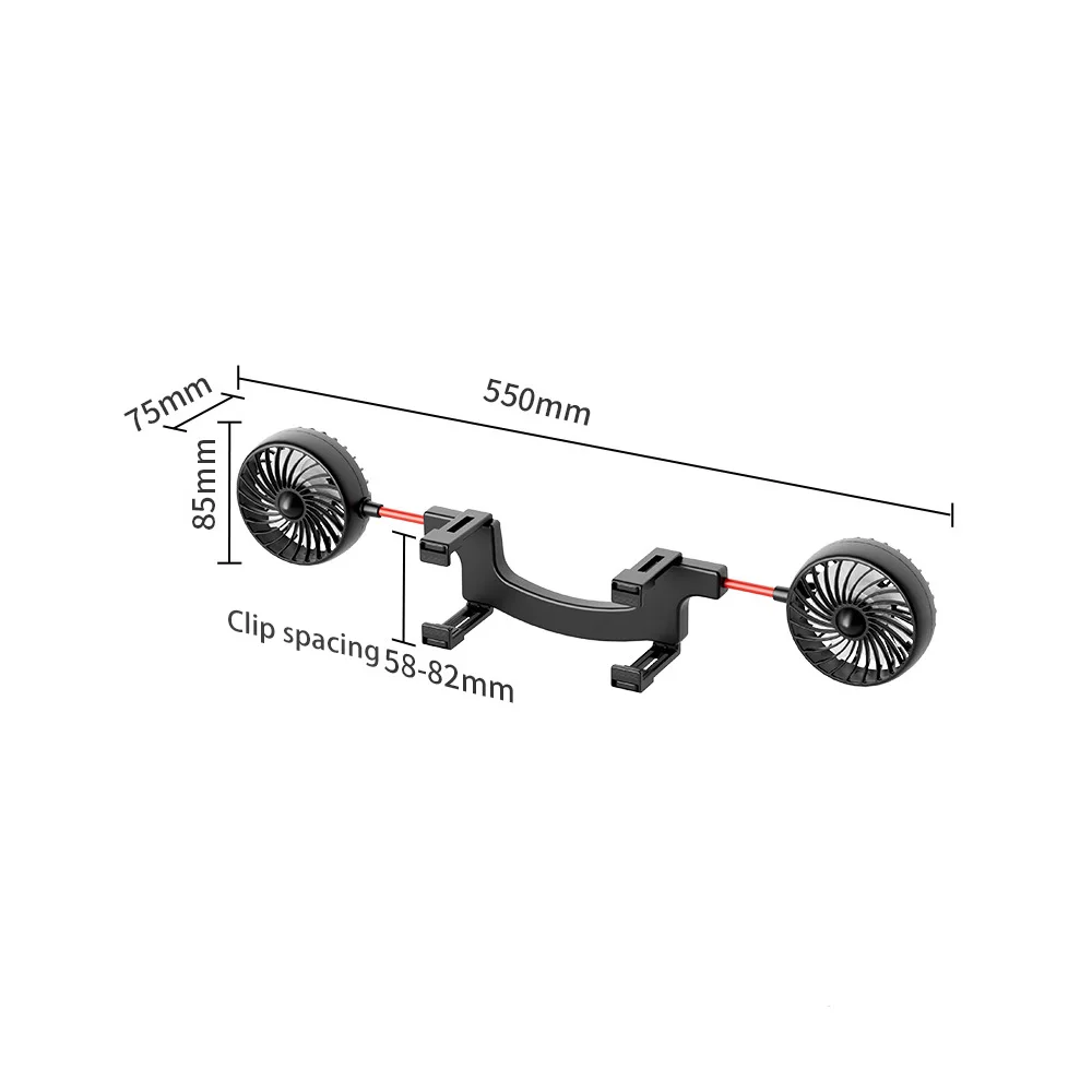 Car Cooling Fan M7 Rearview Mirror Car Mounted Fan 360&deg; Adjustable 12V24V Trolley Truck Universal Dual Head USB Electric