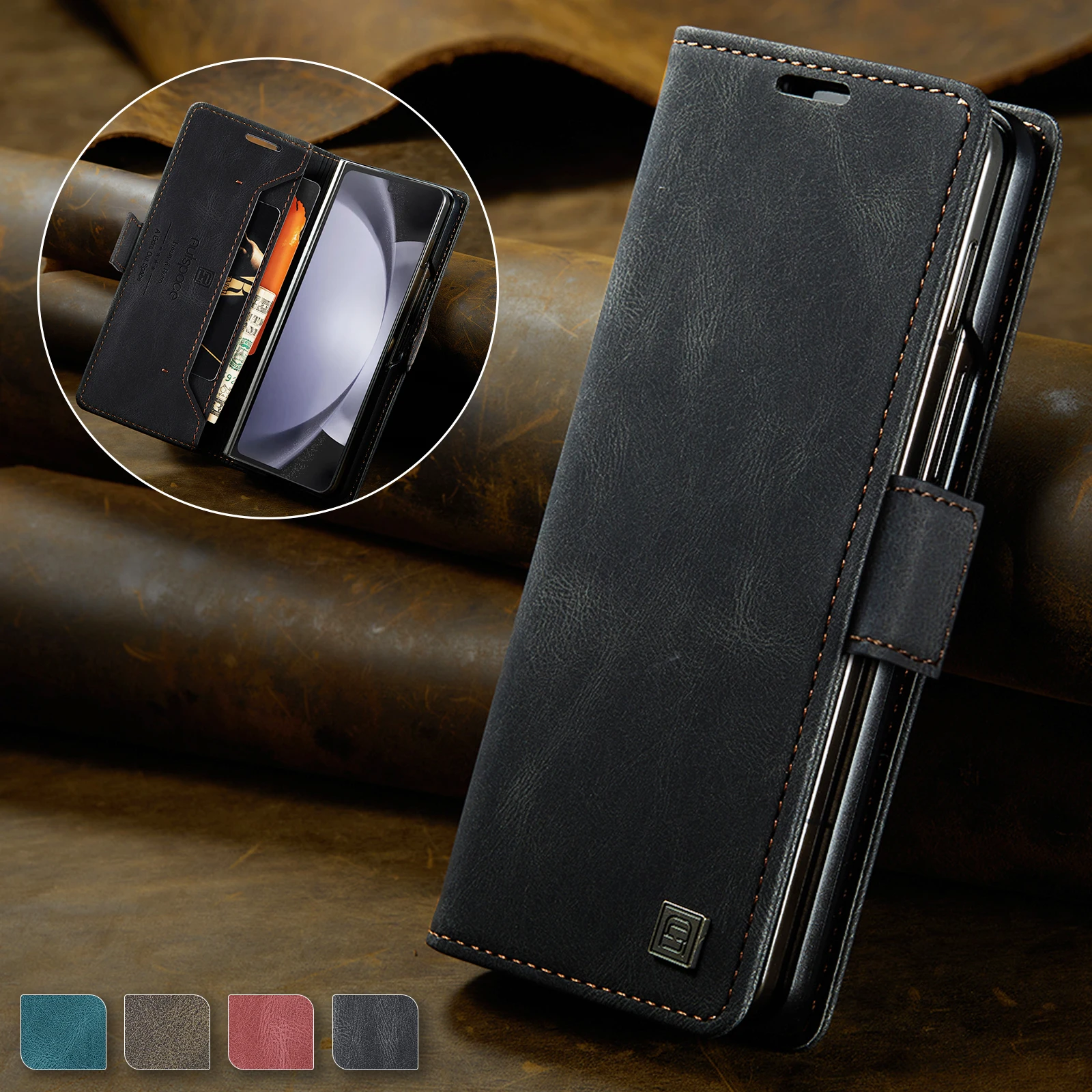 Custodia A Portafoglio In Pelle Antiurto Per Samsung Galaxy Z Fold 5 5G Fold4 Fold5 Fold 4 Zfold5 Full Body Protection Coque