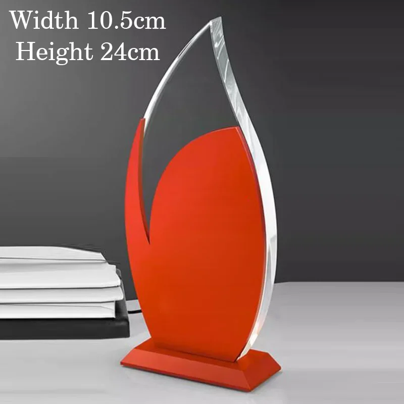 Customized Creative Metal Crystal Trophy, Honor Leaf Medal, Premium Company, Excellent Employee Souvenirs, Home Decorations, 1Pc