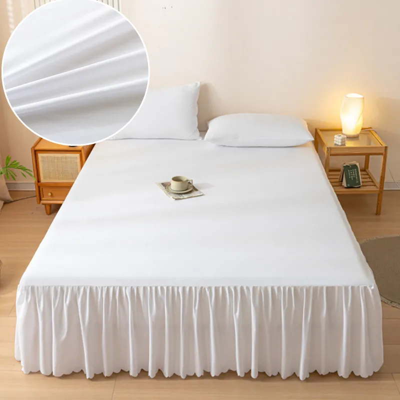 Solid Color Bedspreads Brushed Bed Skirt Breathable Bed Linen Covers Single/Queen/King/SKing Size (No Pillowcase) bed skirt