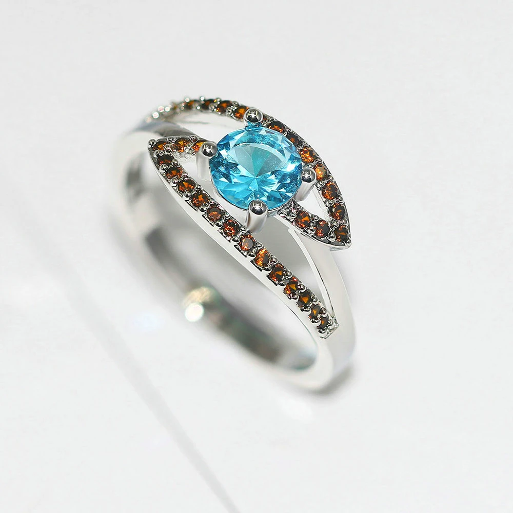 ZHOUYANG Rings For Women Girl Unique Angel Eyes Blue Brown Austria