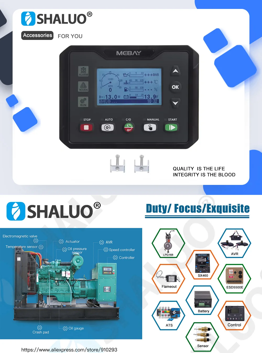 Description Picture 2 of itemDC40S DC40SR DC42S Mebay Controller Diesel Gas Gasoline Generator Engine Control Module Replace HGM4010 HGM4020 DSE4610 DSE4620