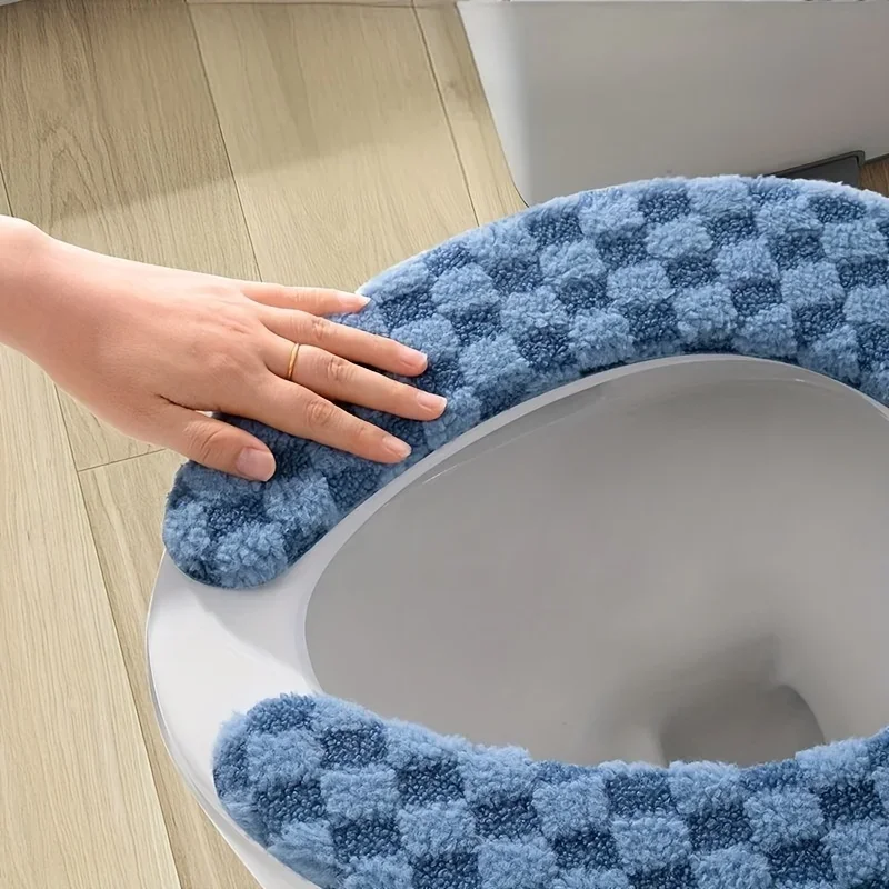 Thick Washable Toilet Seat Cushion with - Soft Plush Toilet Lid Cover,Non-Slip Ring for s &,All-Season Bathroom Pad (Over Rim)