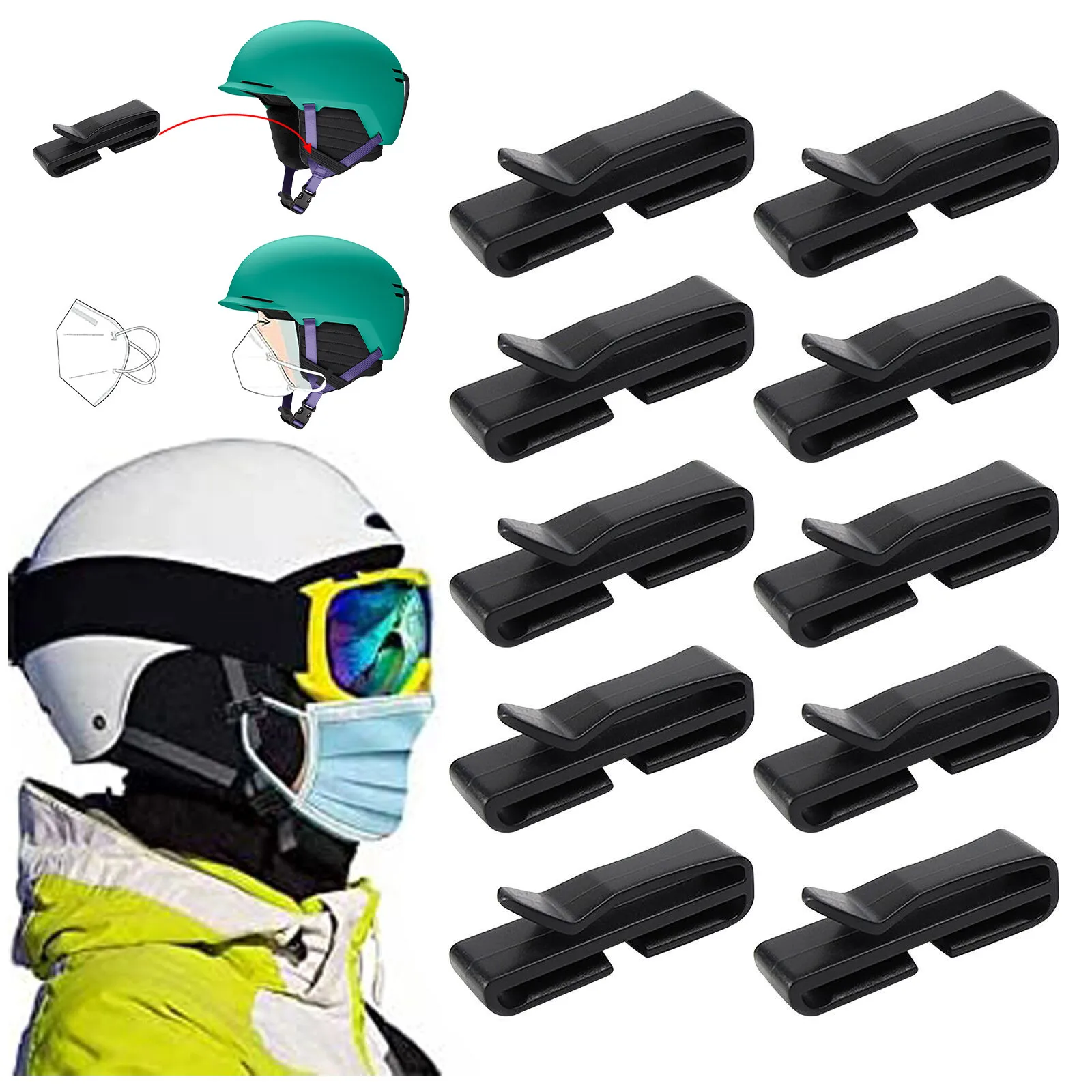 10 шт. держатель для маски на лыжный шлем пластиковый многоцелевой зажим снег