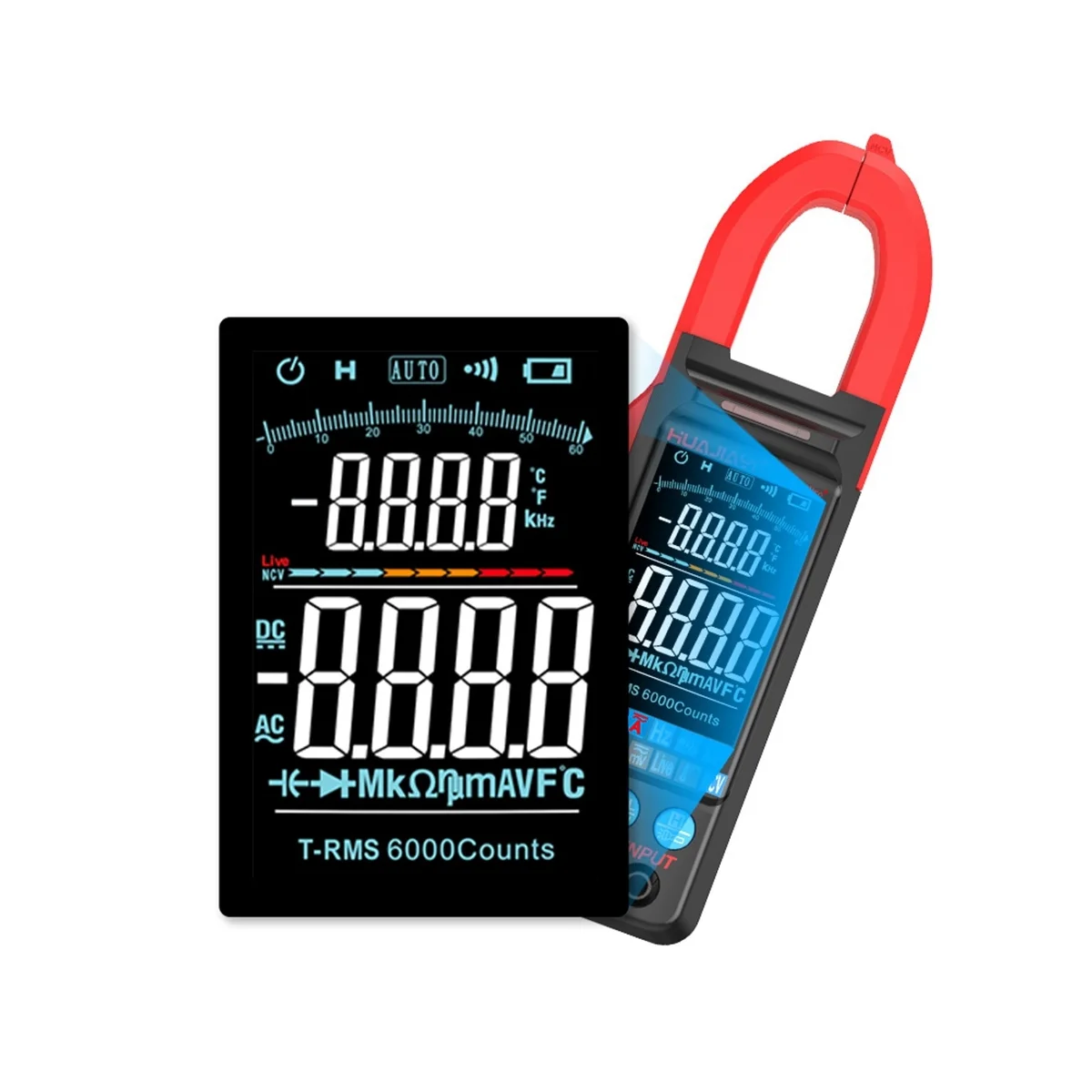 

HUAJIAYI FS8330Pro+DC/AC Current Digital Clamp Meter 6000 Counts 400A Amp Multimeter Large Color Screen Voltage Tester Black